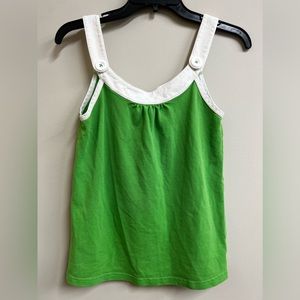 Lilly Pulitzer Vintage Green and White Pima Cotton Retro Mod Tank with Buttons